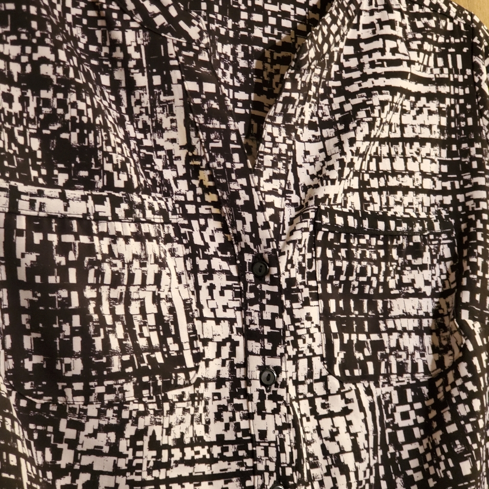 Notations Patterned Button Down Blouse - image 3